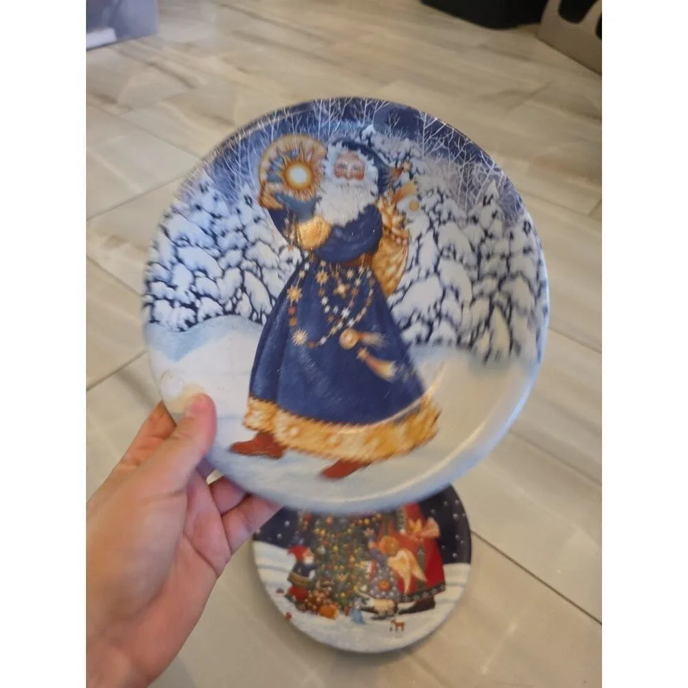 Certified International Starlight Santa Night Time Edition 2 Pc Salad Plates